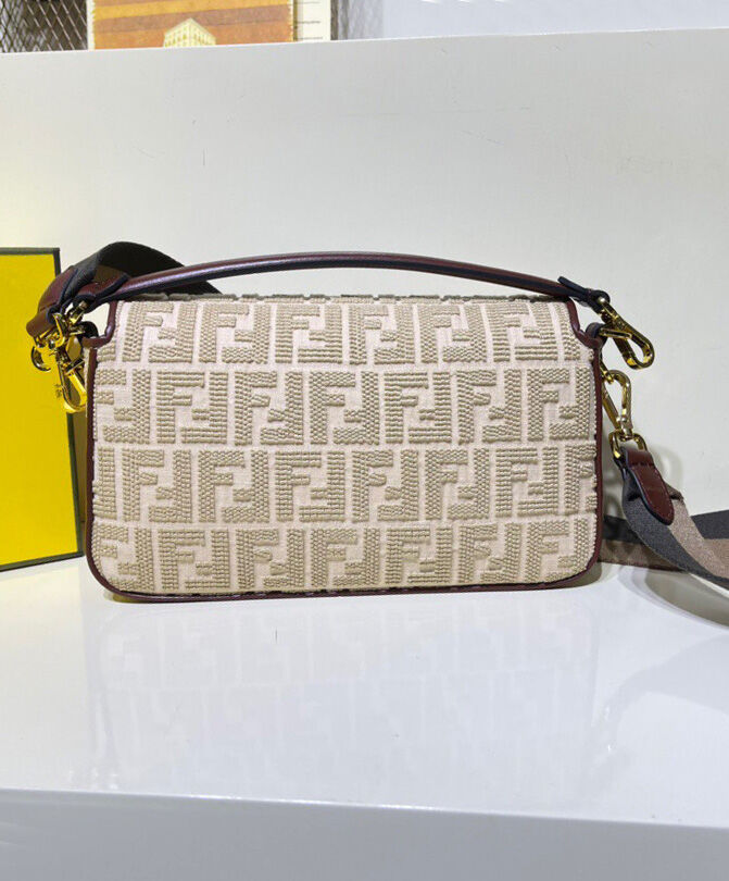 Fendi Baguette FF Canvas Bag 8BR600 Cream